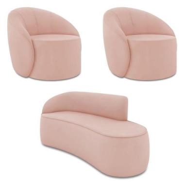 Imagem de Sofá 3 Lugares Orgânico 180cm Morgan E 2 Poltronaslua Veludo Rosê D03 