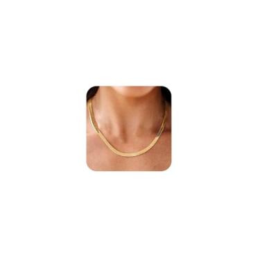 Imagem de CHESKY Colar de ouro para mulheres - banhado a ouro 14K / prata esterlina S925 colar de corrente de cobra delicado simples grosso colar de espinha de peixe colar gargantilha de ouro para mulheres, 5mm