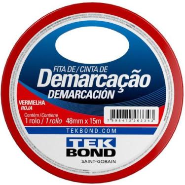 Imagem de Fita para Demarcação de Solo PVC Vermelha 48MM X 15M - Tekbond