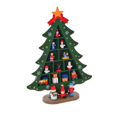 Imagem de Árvore de Natal de Madeira com Divisórias e Enfeites 22x28cm - Wincy N