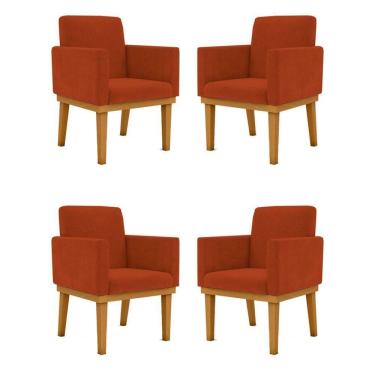 Imagem de Kit 4 Cadeiras Reforçada Escritório Poltrona terracota