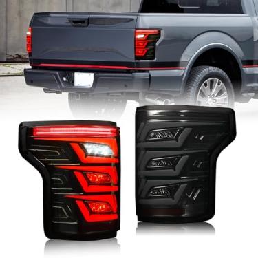 Imagem de letsdate Luzes traseiras de LED para Ford F-150 2015-2020, conjunto de luz traseira compatível com Ford F150 acessórios de modificação de luz traseira Raptor acessórios de substituição da lâmpada traseira (1 par)