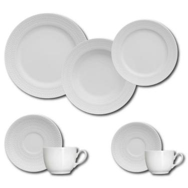 Imagem de Aparelho De Jantar, Chá E Sobremesa 42 Peças Germer Chevron Em Porcelana Branco