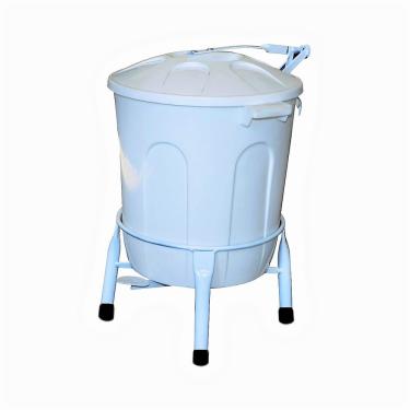 Imagem de Lixeira Plástica Com Suporte Pedal Em Aço Branca 30L
