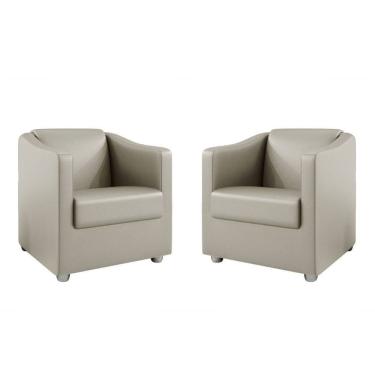 Imagem de Kit 2 Poltrona Decorativa Sala De Estar Tila Corino Bege