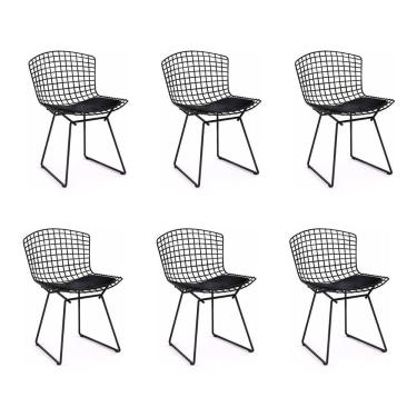 Imagem de Kit 6 Cadeiras Bertoia Preta Com Assento Preto Cor Preto
