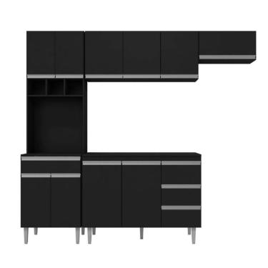 Imagem de Armário De Cozinha Completa Sem Tampo 240 Cm Andréia Preto