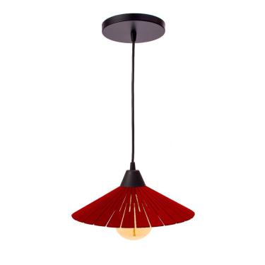Imagem de Luminária Teto Lustre Pendente Balcão Cozinha Sala Mdf Cabo Cor:vermelho