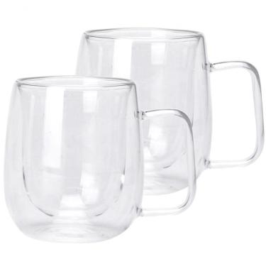 Imagem de Conjunto Com 2 Canecas Para Café Dynasty Coffee Time Em Vidro Borossilicato Parede Dupla 220 Ml Transparente