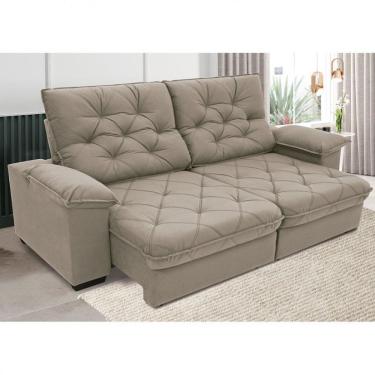 Imagem de Sofá 3 Lugares Luggero Retrátil E Reclinável Em Suede Linoforte Areia