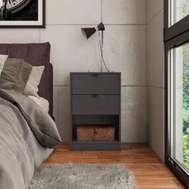 Imagem de Mesa De Cabeceira Bartira Diplomata Com 2 Gavetas Grafite