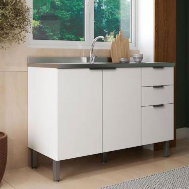 Imagem de Balcão Bartira Universal Com 2 Portas E 3 Gavetas Branco