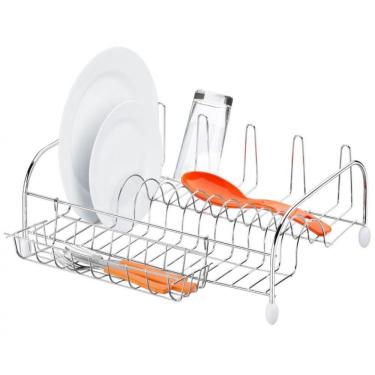 Imagem de Escorredor De Louças Para 13 Pratos Utimil Em Aço Cromado Branco Com Cromado