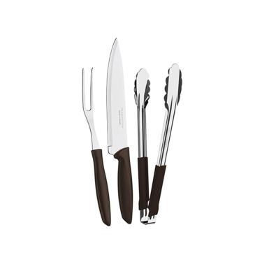 Imagem de Kit Para Churrasco Em Aço Inox Plenus Marrom 3pçs - Tramontina