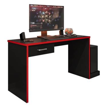 Imagem de Mesa Para Computador Gamer Drx 9000 Preto Trama Vermelho - Móveis Leão