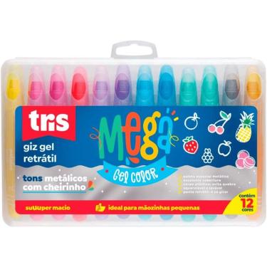 Imagem de Giz Em Gel Retrátil Mega Gel Color Cores Metálicas Com 12 Cores Tris