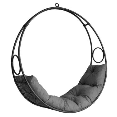 Imagem de Cadeira De Balanço Lua Suspensa Em Fibra Sintética Preto/cinza