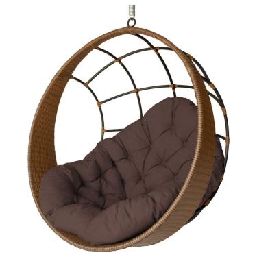 Imagem de Cadeira Balanço Ninho Suspenso De Fibra Almofada Impermeável Argila/marrom