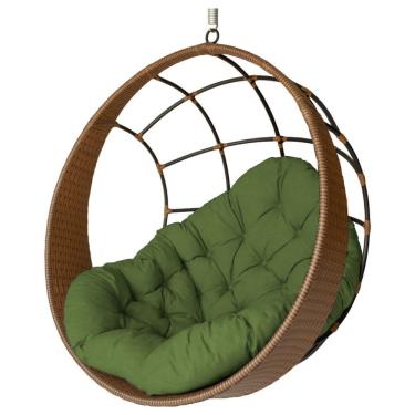Imagem de Cadeira Balanço Ninho Suspenso De Fibra Almofada Impermeável Argila/verde
