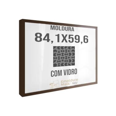 Imagem de Moldura Caixa Alta para Quebra Cabeça Cabeca 84,1x59,6 1500 peças Com Vidro para Quadro Puzzles Grow cor Marrom