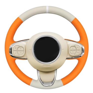Imagem de MEWANT Capa de volante costurada à mão para Fiat 500 2015-2021 / 500C 2016-2021 Acessórios de volante para Fiat 500