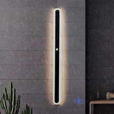 Imagem de Lâmpada de parede longa LED externa IP65 à prova d'água com sensor de movimento acrílico arandela de parede interna/externa para Proch Varanda Villa Garagem Pátio 3000K/4000K/6500K Preto (C luz quente