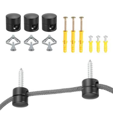 Imagem de PATIKIL Ganchos de metal Swag, pacote com 3 ganchos de teto modernos de alumínio para luzes pendentes, cabo de lâmpada pendurada, acessórios para lustres faça você mesmo, preto fosco