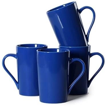 Imagem de Smilatte Canecas De Café 12 Oz Para Festa No Escritório, M099, Xícara Cerâmica Mármore Inovadora Amigos, Mulheres, Homens, Irmãs E Colegas Trabalho, Conjunto Com 4, Azul