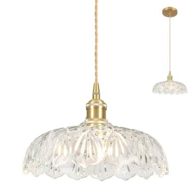 Imagem de Loiogohot Luminária Pendente De Vidro Vintage, Lustre Moderno Transparente, Luzes E26 Para Ilha Cozinha, 9,4 Polegadas Quarto, Sala Jantar Hotel 1