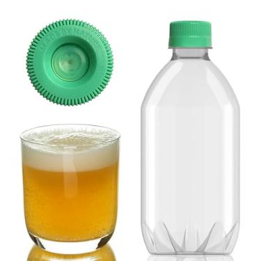Imagem de FermentMate™ Garrafas de carbonatação natural reutilizáveis PET de 473 ml com tampas de alívio invioláveis – Garrafas reguladoras de pressão para cerveja, kombucha, vinho espumante, refrigerante e