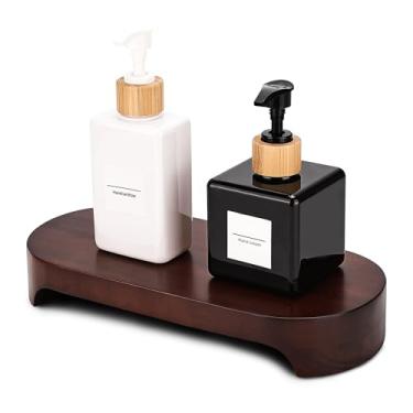 Imagem de CAMLOT Suportes De Madeira Acácia Para Decoração, Bandeja Decorativa Bancada Banheiro, Saboneteira, Pedestal Garrafas, Velas, Plantas E Penteadeira. (Acácia Marrom)
