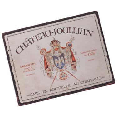 Imagem de Placa Decorativa Vintage Chateau-Joullian, Bordeaux França, Metal, Estilo Rótulo de Vinho