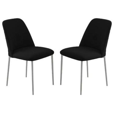 Imagem de Conjunto 2 Cadeiras Londres Veludo Preto Metal Champanhe - Gonçalves D