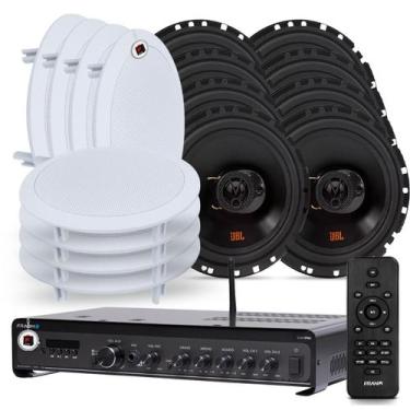 Imagem de Kit Som Ambiente Academia Salão Lojas Bluetooth Conexão Tv Usb Sd Slim