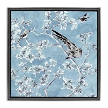 Imagem de Stupell Industries Arte de parede em tela flutuante preta com ramos de pássaro serenidade cunhada por Melissa Wang, 63 x 63 cm