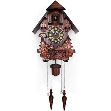 Imagem de Mostrador De Plástico, Relógio De Quartzo De Chalé Da Floresta Negra, Relógio De Cuco De Quartzo Artesanal, Relógio De Parede De Madeira Artesanal, B, normal