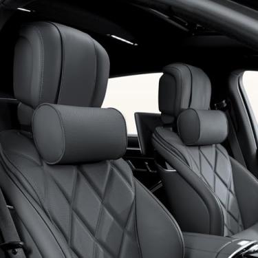 Imagem de Dapucarin Travesseiro de encosto de cabeça de carro para dirigir - couro de luxo 100% espuma de memória, suporte ergonômico para pescoço - travesseiro de viagem de ajuste universal para a maioria dos
