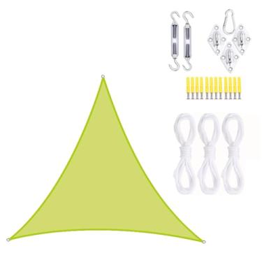 Imagem de TBATM Parabrisas de Sol ao ar Livre 2.4x2.4x2.4m Triângulo Sol Parabrisa Vela, Uv Bloqueador Parabrisa Vela com Kit de Fixação e Cordas Livres, Impermeável, para Pátio Jardim Piscina,Grass green