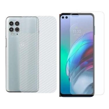 Imagem de Película Hidrogel + Adesivo Fibra De Carbono Para Motorola Moto G100 - Transparente