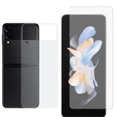 Imagem de Película Hidrogel + Adesivo Fibra De Carbono Para Samsung Galaxy Z Flip 4 - Transparente