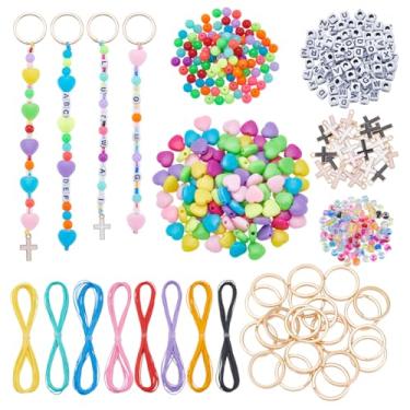 Imagem de PH PandaHall Kit de fabricação de pulseiras coloridas de 453 peças, contas de coração com pingentes de cruz, cordão encerado para chaveiro, cordão de amizade, pulseiras para fazer lembrancinhas de