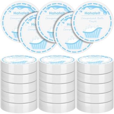Imagem de Hahafelt Pacote com 20 tabletes de toalha comprimida descartável grande toalha de banho leve macia absorvente reutilizável para viagens, hotel, acampamento, esportes, caminhadas, praia, natação férias