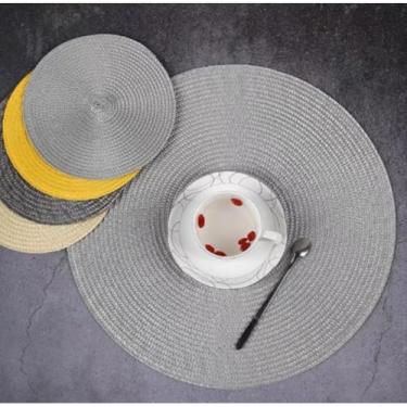 Imagem de Conjunto redondo de 4 ou 6 pratos mesa de jantar para colocar na cozinha 38 cm(Prata-KIT4)