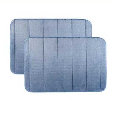Imagem de KIT 2 Tapetes Antiderrapante Banheiro Super Soft | Tapete Banheiro Box ou Banheira | Tapete Para Banheiro Multiuso Decoração Quarto (Bege) (AZUL)