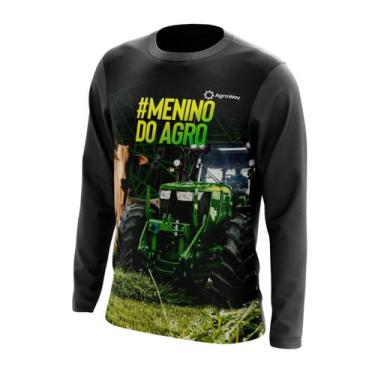 Imagem de Camisa Manga Longa Menino do Agro Proteção Uv Respirável Zíper Boi Soj