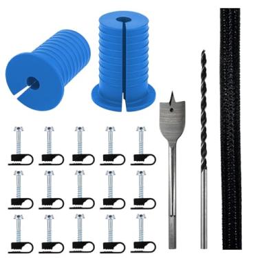 Imagem de MYZHRE Kit de roteamento de cabos Starlink, kit de instalação de cabo Starlink, acessórios de montagem Starlink, 2 ilhós, broca de pá de 2,5 cm, broca de 5/40.6 cm, 15 grampos de parede, capa de cabo