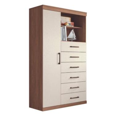 Imagem de Cômoda Multiuso 6 Gavetas 1 Porta Suzhou Jatobá Areia