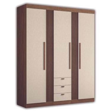 Imagem de Guarda Roupa Solteiro 3 Portas Ripado Lens Jatobá Areia
