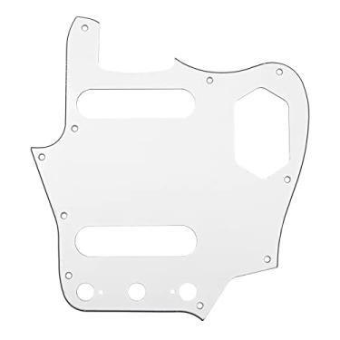 Imagem de 1 Pç Yootones Pickguard de guitarra estilo vintage de 10 furos compatível com Fender American Jaguar (3 camadas brancas)