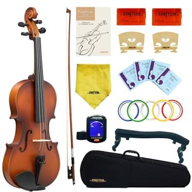 Imagem de Crafteem Roupa de violino premium feita à mão para crianças iniciantes, estudantes e adultos - Aperfeiçoe seu som e libere seu potencial musical com confiança. (Matte Antique, 4/4 Full)